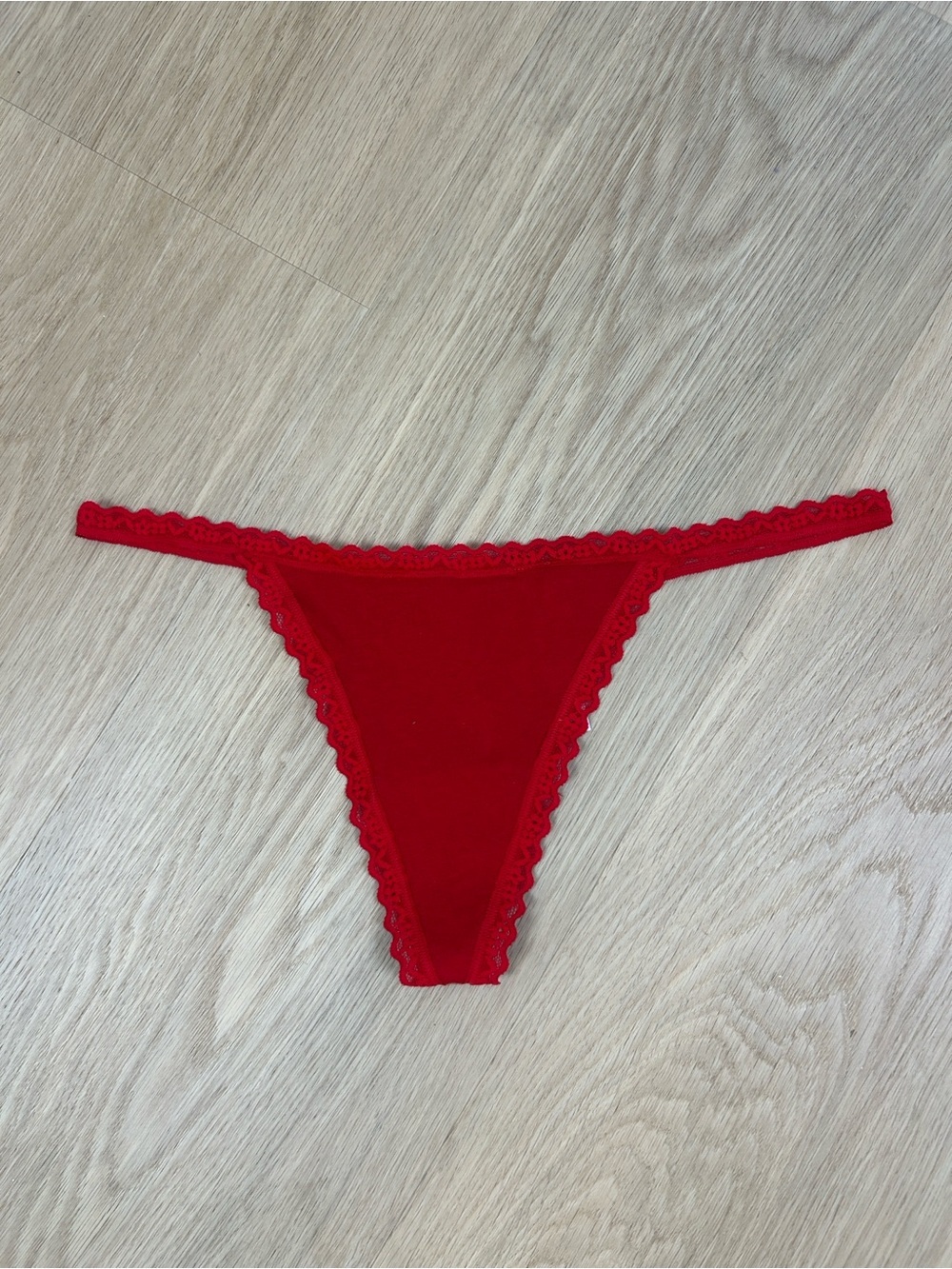 Victoria's Secret Red Lace-Trim Thong Panty